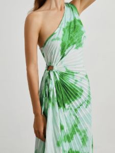 Tie Dye Pleated Cutout Long Dress sold by COMMENSE