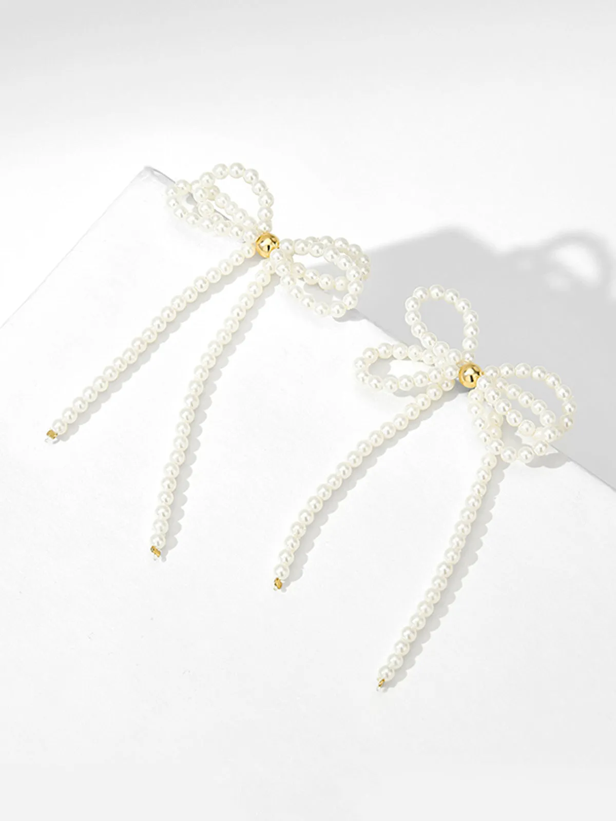 Bow Pearl Tassel Earrings sold by COMMENSE product image thumbnail 3