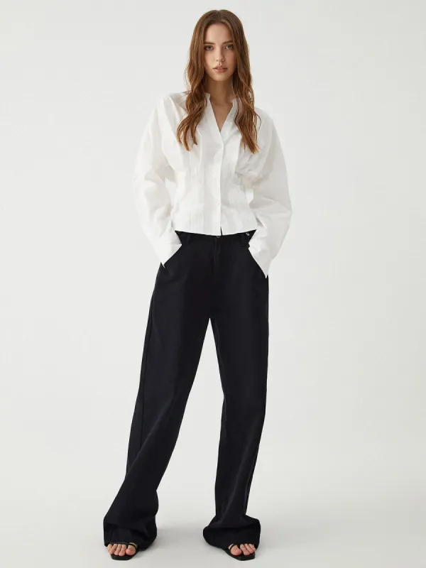 Solid Buttoned Long Sleeve Shirt sold by COMMENSE