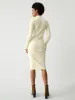 Cream Mockneck Long Sleeve Midi Sweater Dress sold by COMMENSE