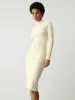 Cream Mockneck Long Sleeve Midi Sweater Dress sold by COMMENSE