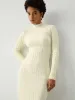 Cream Mockneck Long Sleeve Midi Sweater Dress sold by COMMENSE