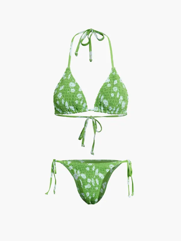 Daisies Halter Tie Back Floral Two Piece Bikini Bathing Suit sold by COMMENSE