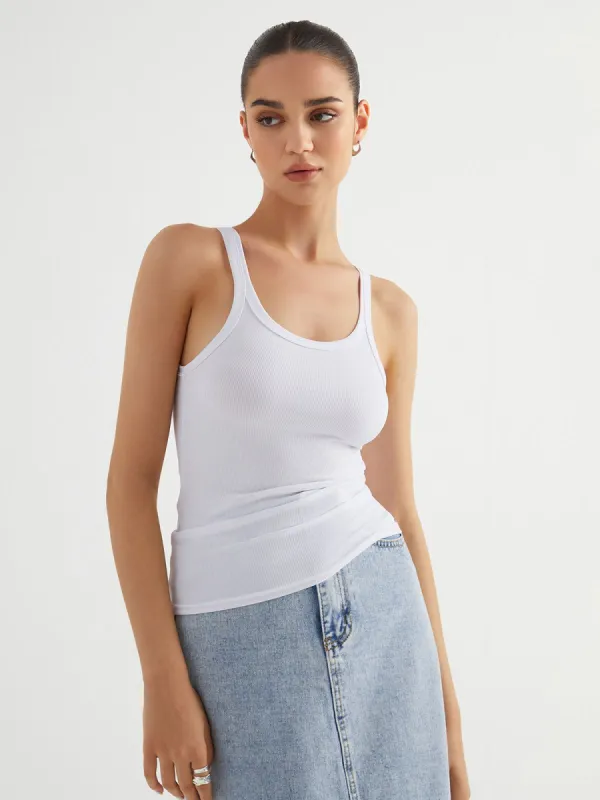 Rib Square Neck Tank Top sold by COMMENSE