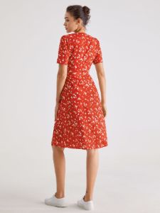 Short Sleeve Light Floral Contrast Midi Slit Dress sold by COMMENSE