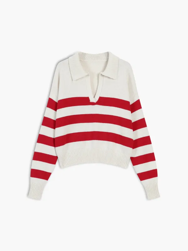 Running On Flames Stripe Knit Top sold by COMMENSE