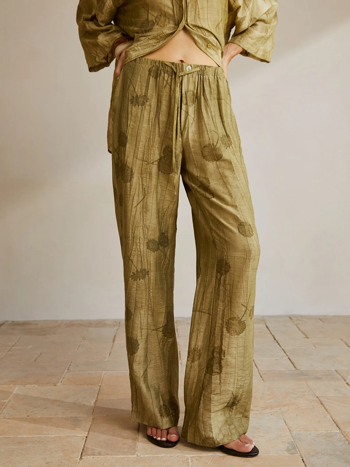 Jacquard Drawstring Knotted Long Pants sold by COMMENSE product image thumbnail 2