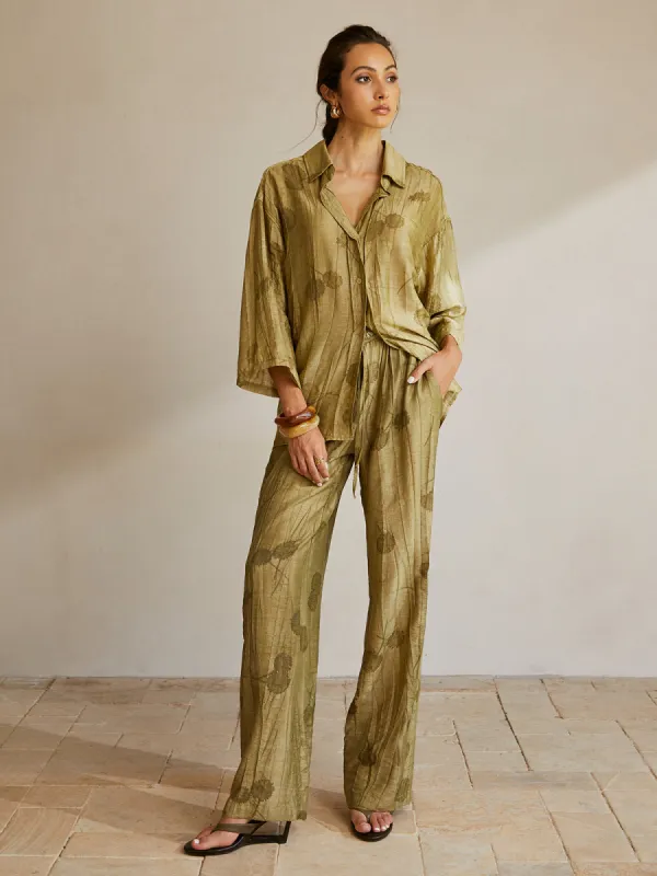 Jacquard Drawstring Knotted Long Pants sold by COMMENSE