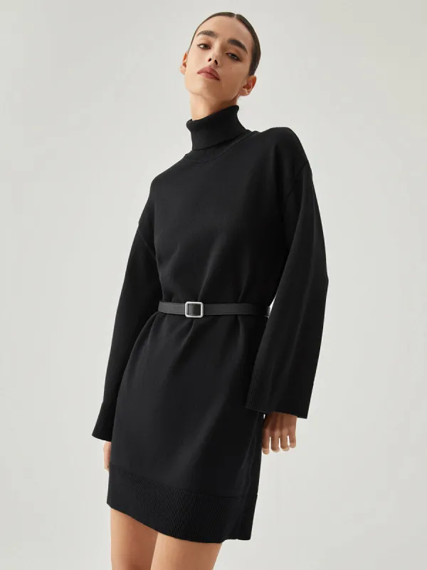 Turtleneck Long Sleeve Short Sweater Dress sold by COMMENSE