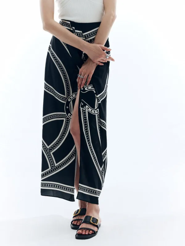 Print Split Vintage Skirt sold by COMMENSE