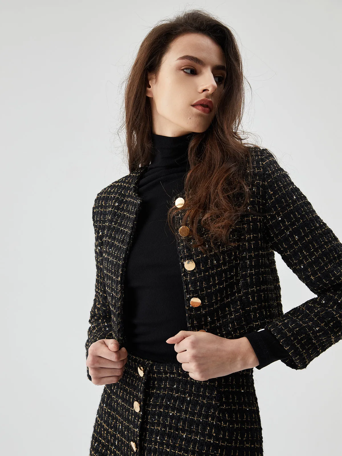 Sequined Button Short Blazer sold by COMMENSE product image thumbnail 3