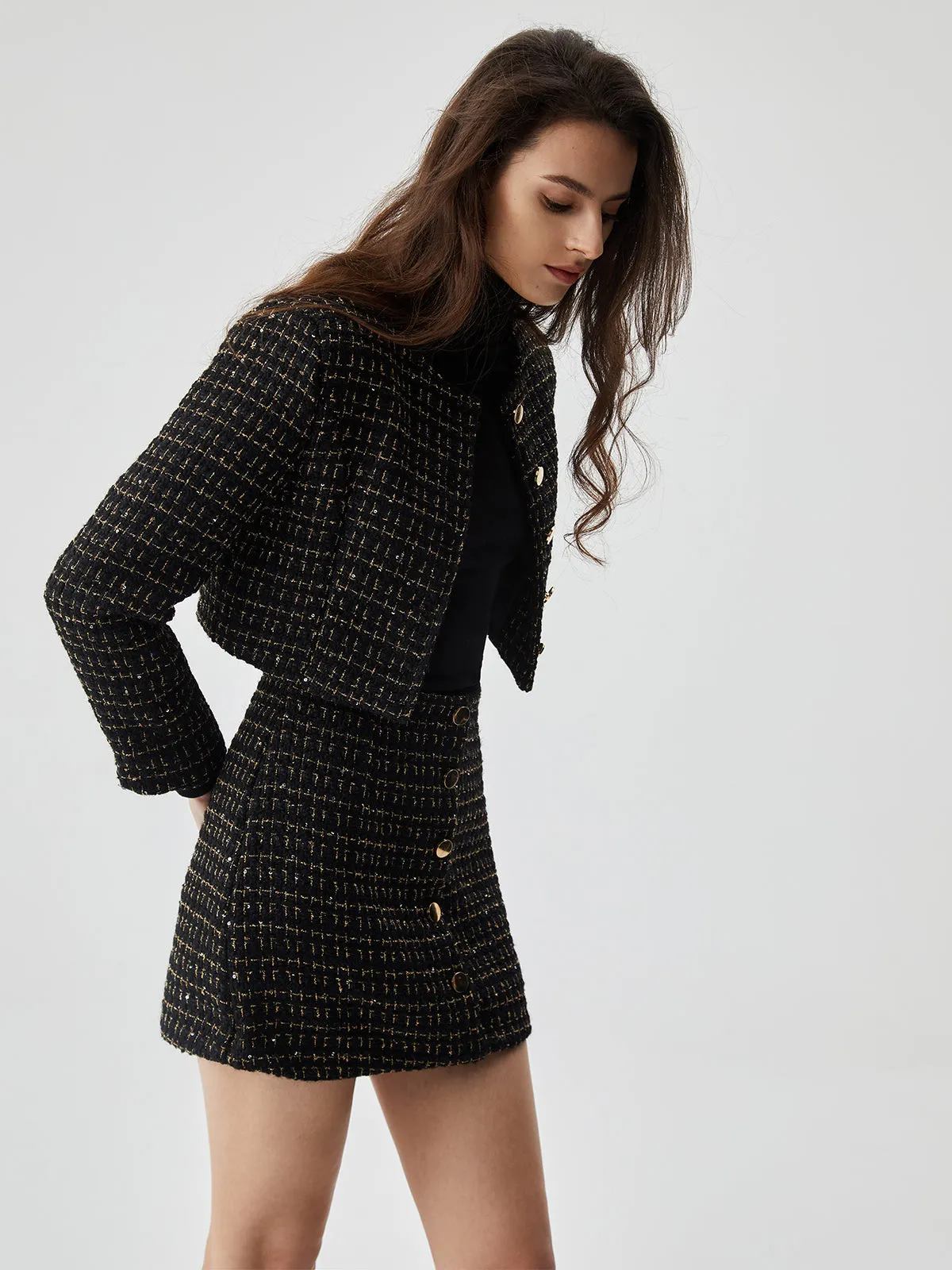 Sequined Button Short Blazer sold by COMMENSE product image thumbnail 4