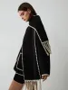 Contrast Trim Jacket With Matching Scarf sold by COMMENSE