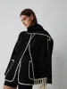 Contrast Trim Jacket With Matching Scarf sold by COMMENSE