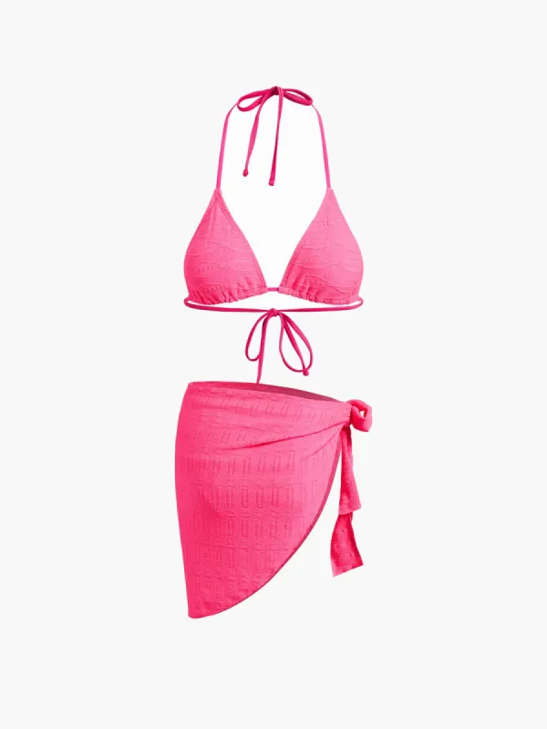 Sweetheart Halter Tie Back Three Piece Bikini Set sold by COMMENSE