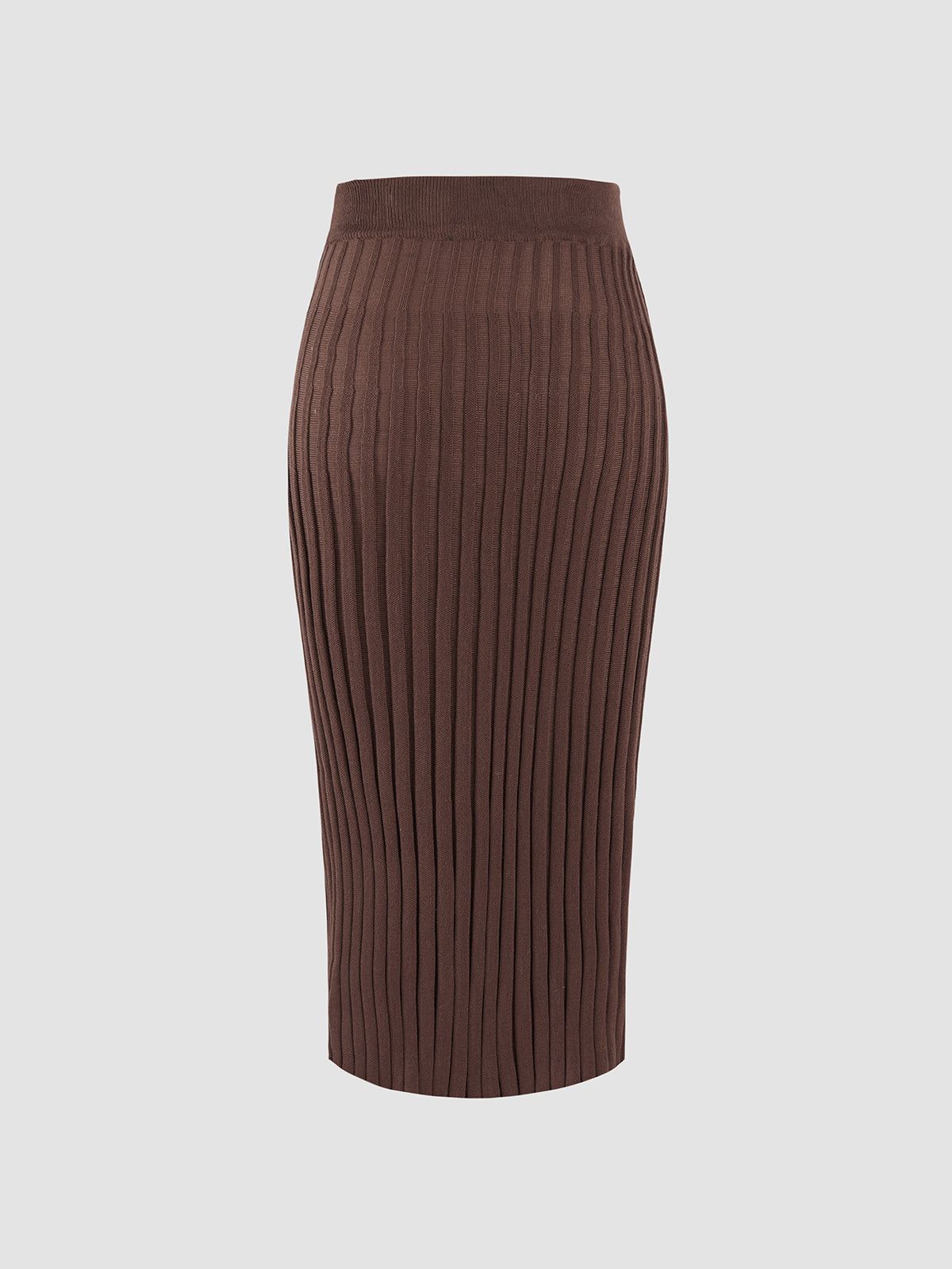 Brownie Side Buttons Rib Slit Skirt sold by COMMENSE product image thumbnail 2