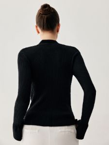 Cut Out Ribbed Slit Long Sleeve Knit Top sold by COMMENSE