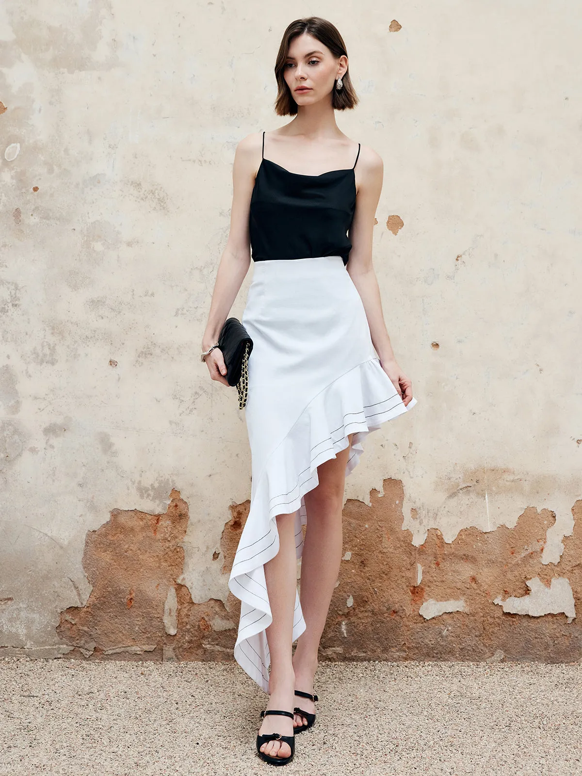 Asymmetrical Ruffle Maxi Skirt sold by COMMENSE product image thumbnail 5