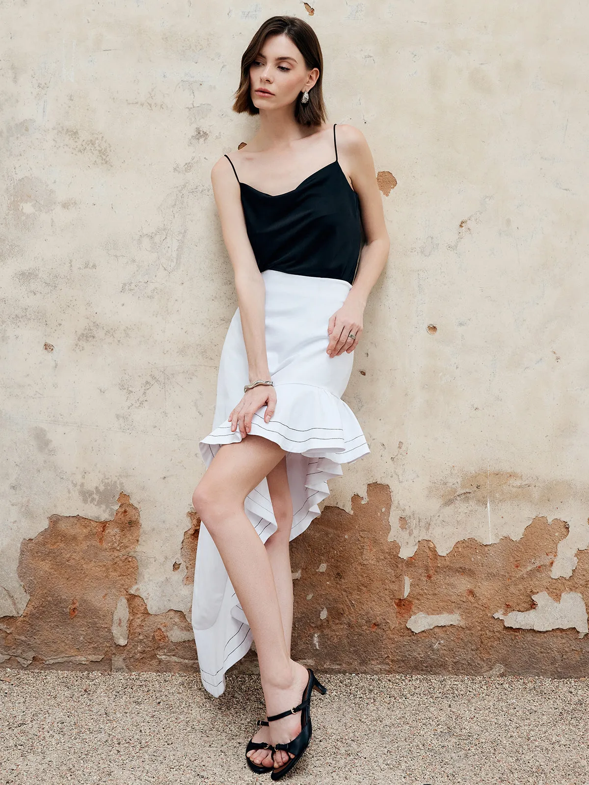 Asymmetrical Ruffle Maxi Skirt sold by COMMENSE product image thumbnail 4