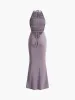 Solid Knotted Skinny Long Dress sold by COMMENSE