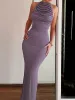 Solid Knotted Skinny Long Dress sold by COMMENSE