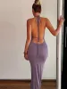 Solid Knotted Skinny Long Dress sold by COMMENSE