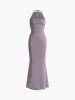 Solid Knotted Skinny Long Dress sold by COMMENSE
