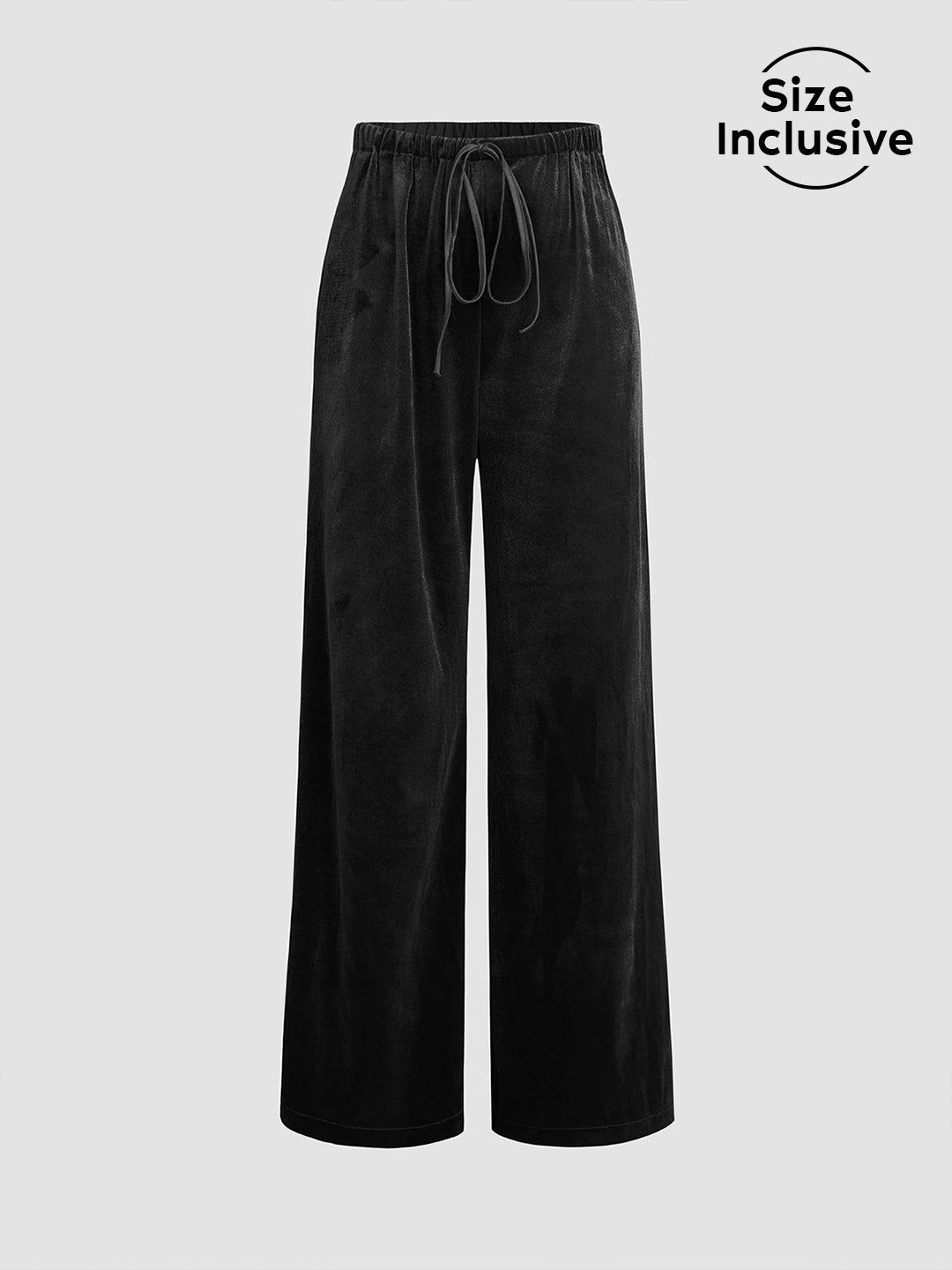 Solid Velvet Straight Leg Pants sold by COMMENSE