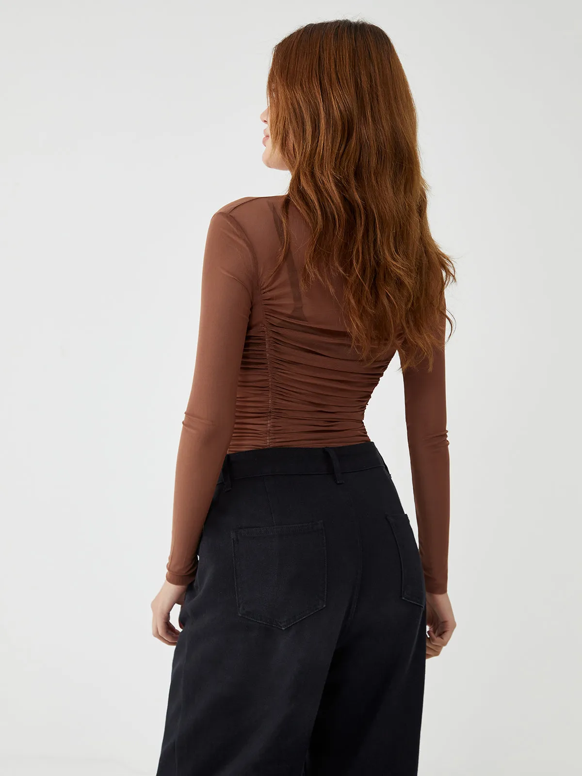 Sheer Mesh Long Sleeve Bodysuit sold by COMMENSE product image thumbnail 4