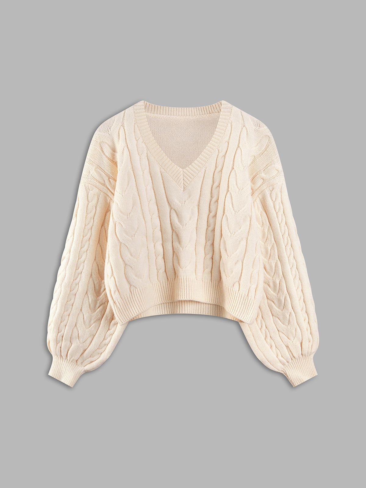 Solid Cable Knit Sweater sold by COMMENSE product image thumbnail 5