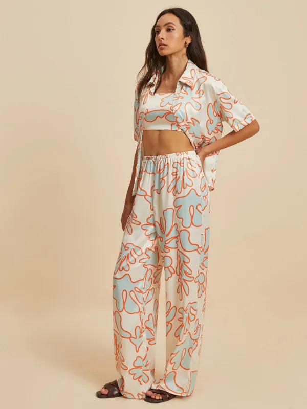 Print Button Pants Set sold by COMMENSE