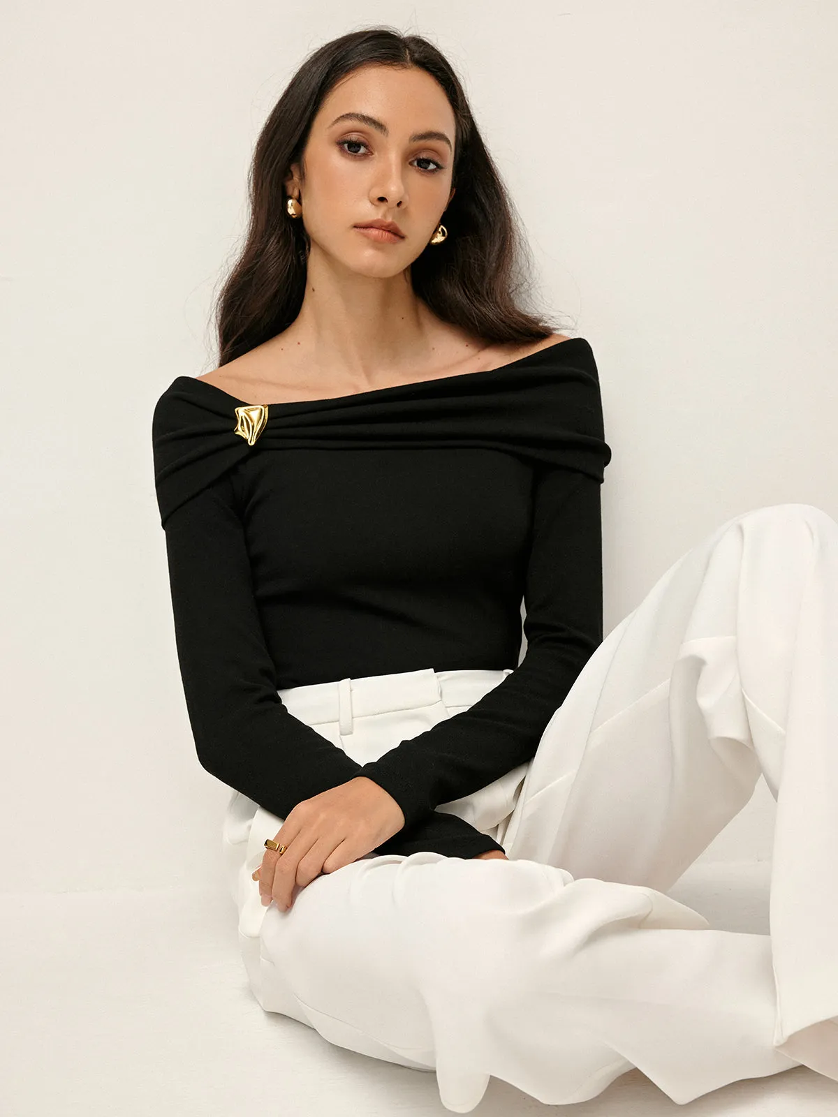 Pleated Off Shoulder Blouse sold by COMMENSE product image thumbnail 3
