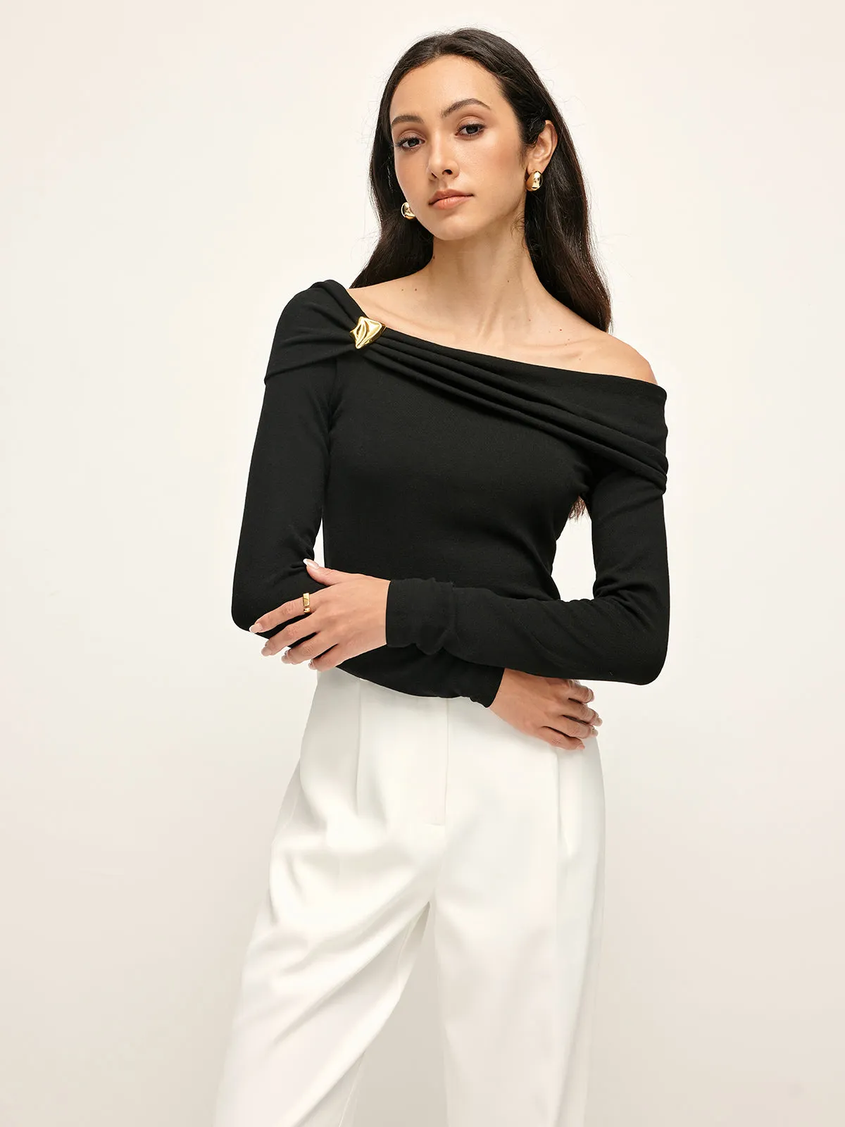 Pleated Off Shoulder Blouse sold by COMMENSE product image thumbnail 2