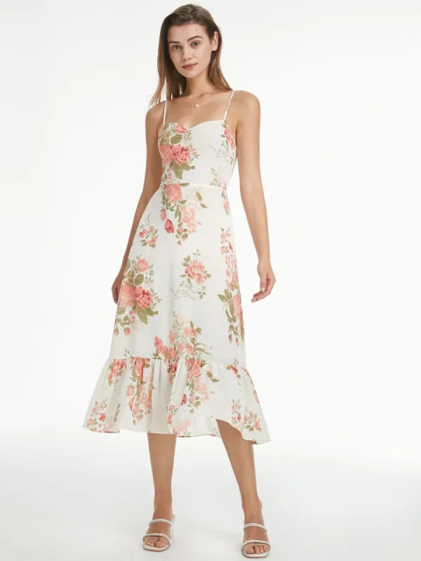 Sweetheart Floral Garden Strap Maxi Dress sold by COMMENSE