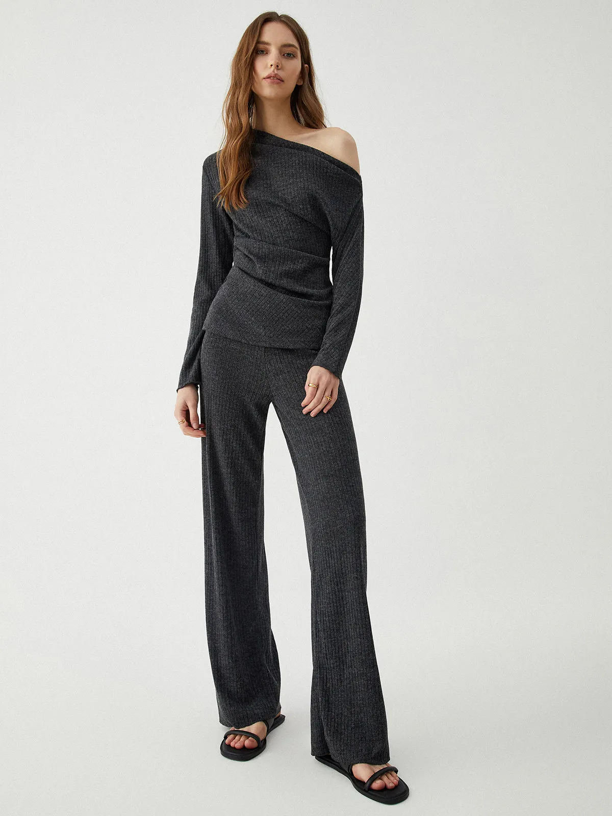 Loose Casual Gray Two-Piece Set sold by COMMENSE