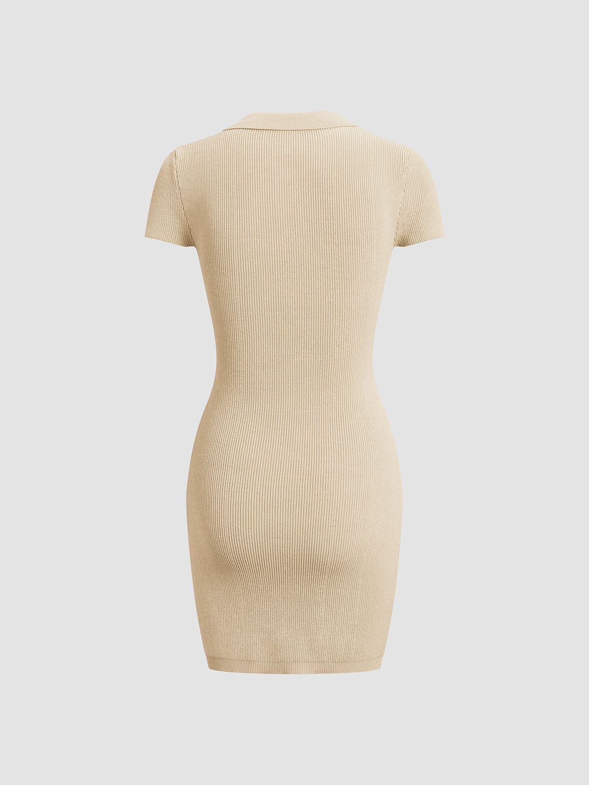 Button Up Collared Polo Knit Short Dress sold by COMMENSE product image thumbnail 10