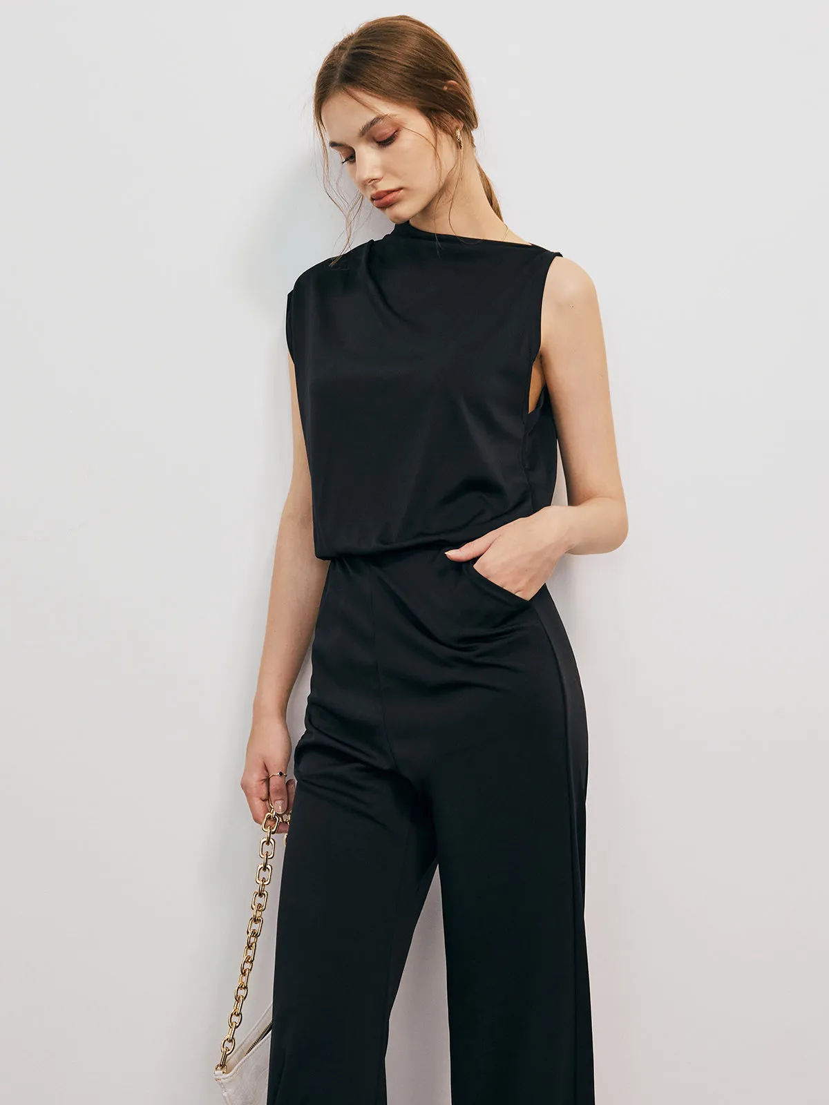 Elegant Asymmetrical Neck Backless Jumpsuit sold by COMMENSE product image thumbnail 4