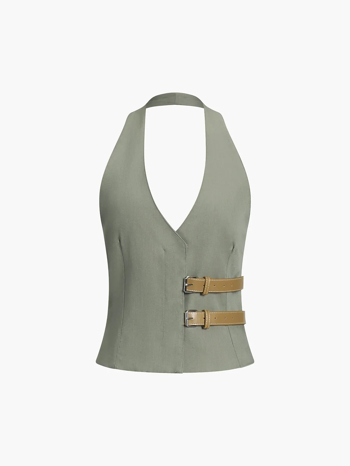 Backless Belted Halter Top sold by COMMENSE