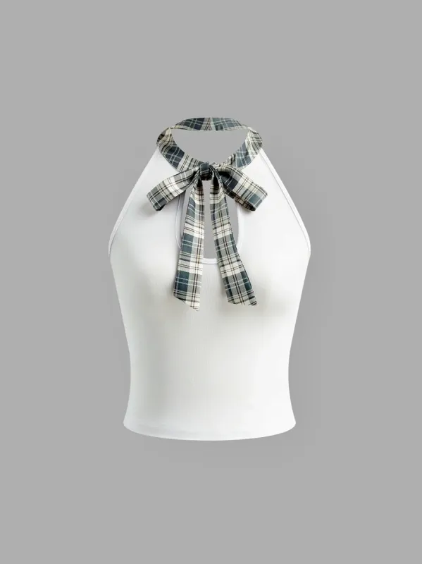 Halter Backless Bow Slim Top sold by COMMENSE