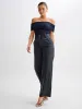 Off-Shoulder Straight Neck T-Shirt sold by COMMENSE