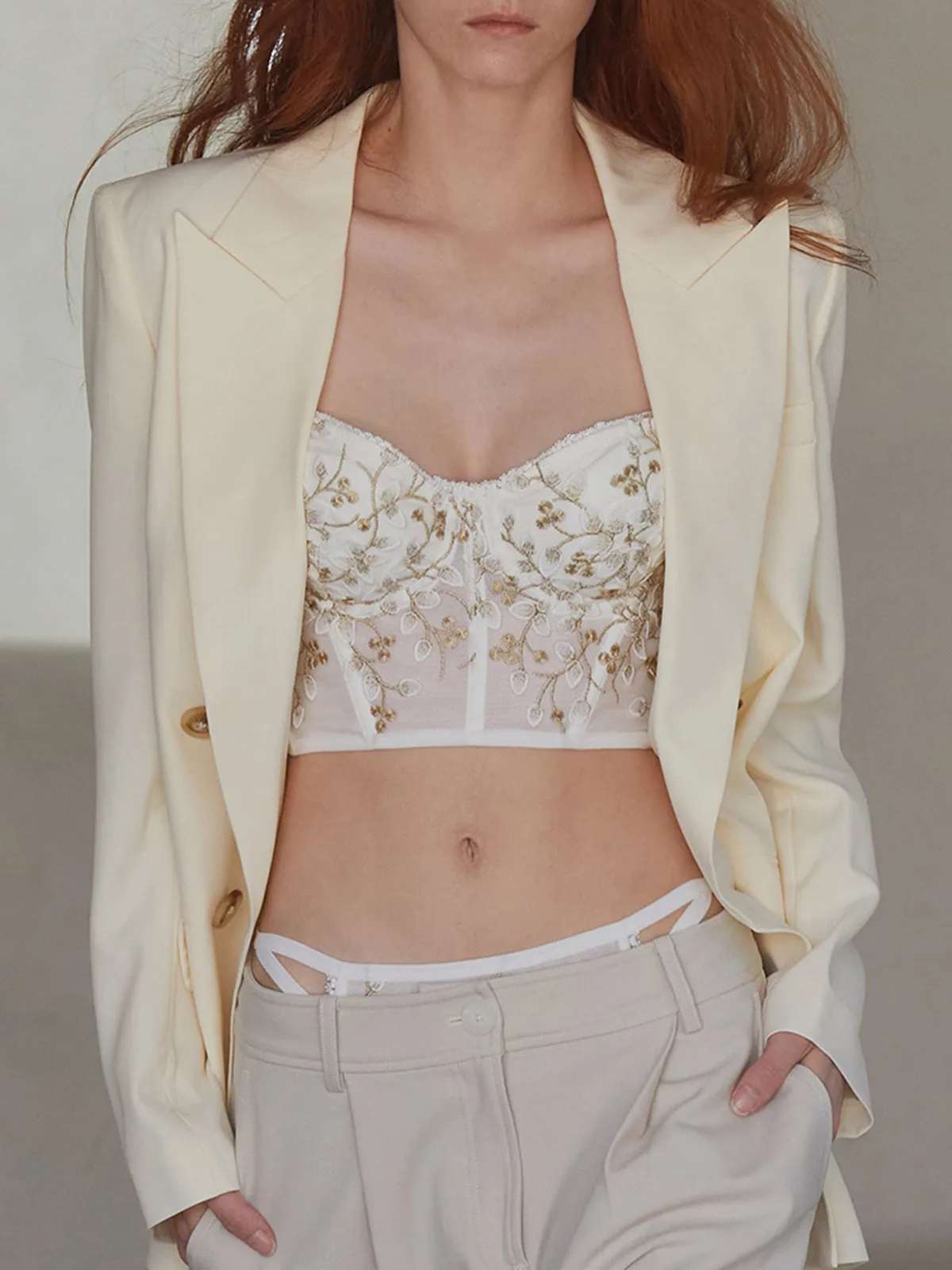 Floral Mesh Lace Crop Corset Top sold by COMMENSE product image thumbnail 2