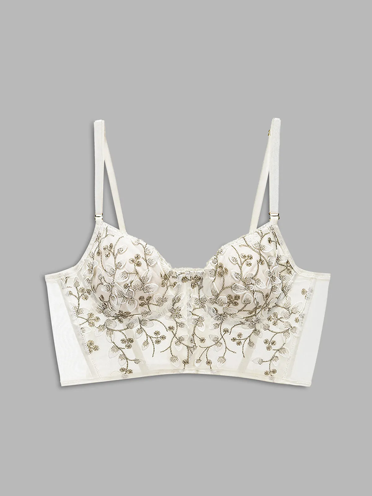 Floral Mesh Lace Crop Corset Top sold by COMMENSE product image thumbnail 3