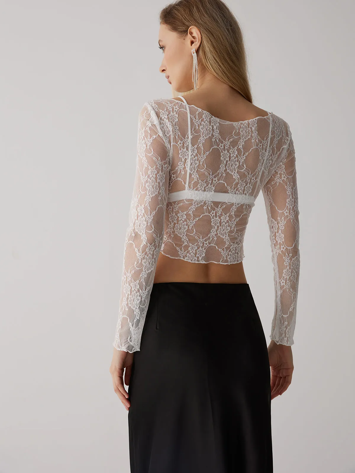 Floral Lace See Through Top sold by COMMENSE product image thumbnail 5