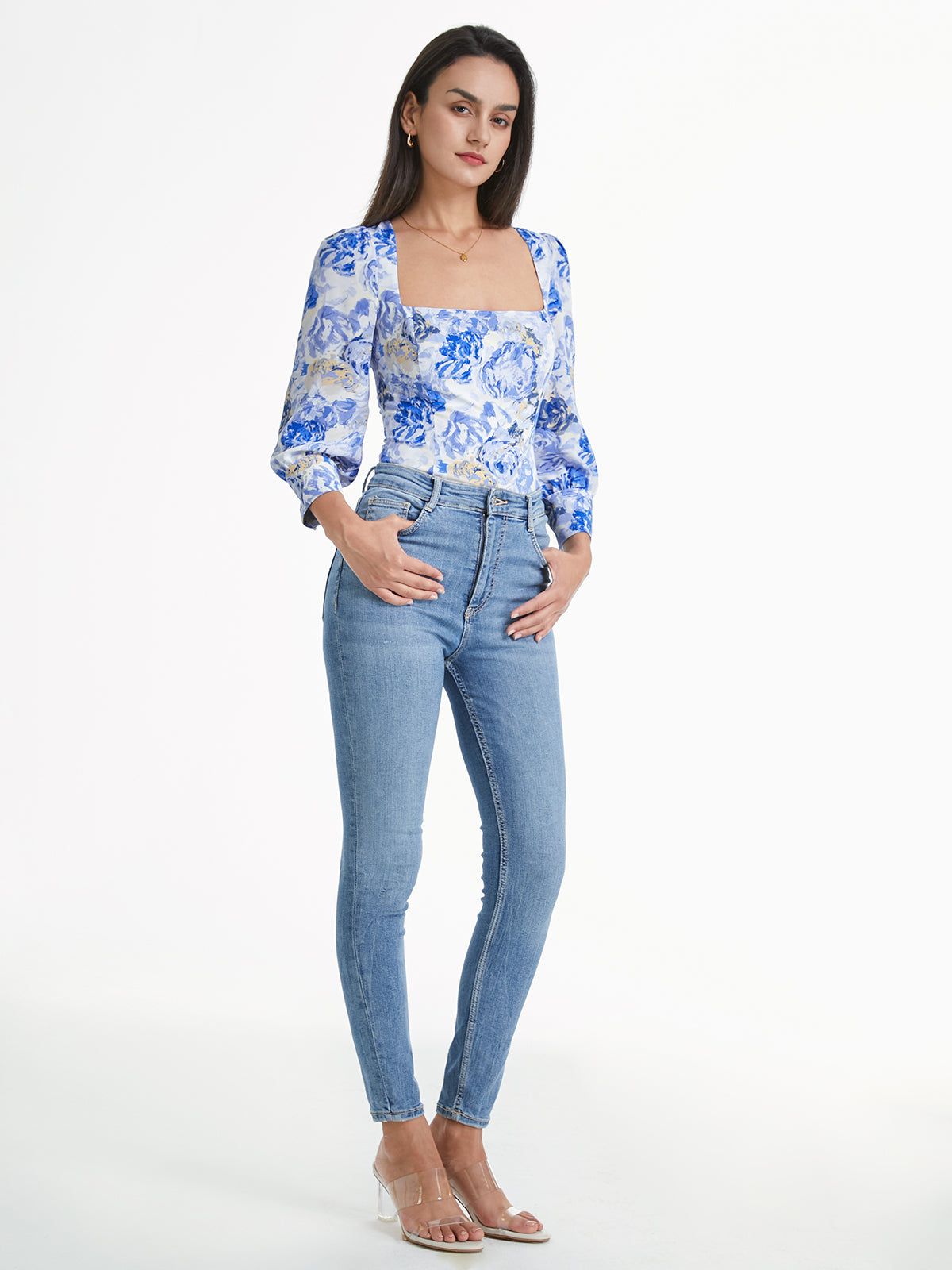 Sweat Neck Long Sleeve Cloud Rose Top sold by COMMENSE product image thumbnail 3