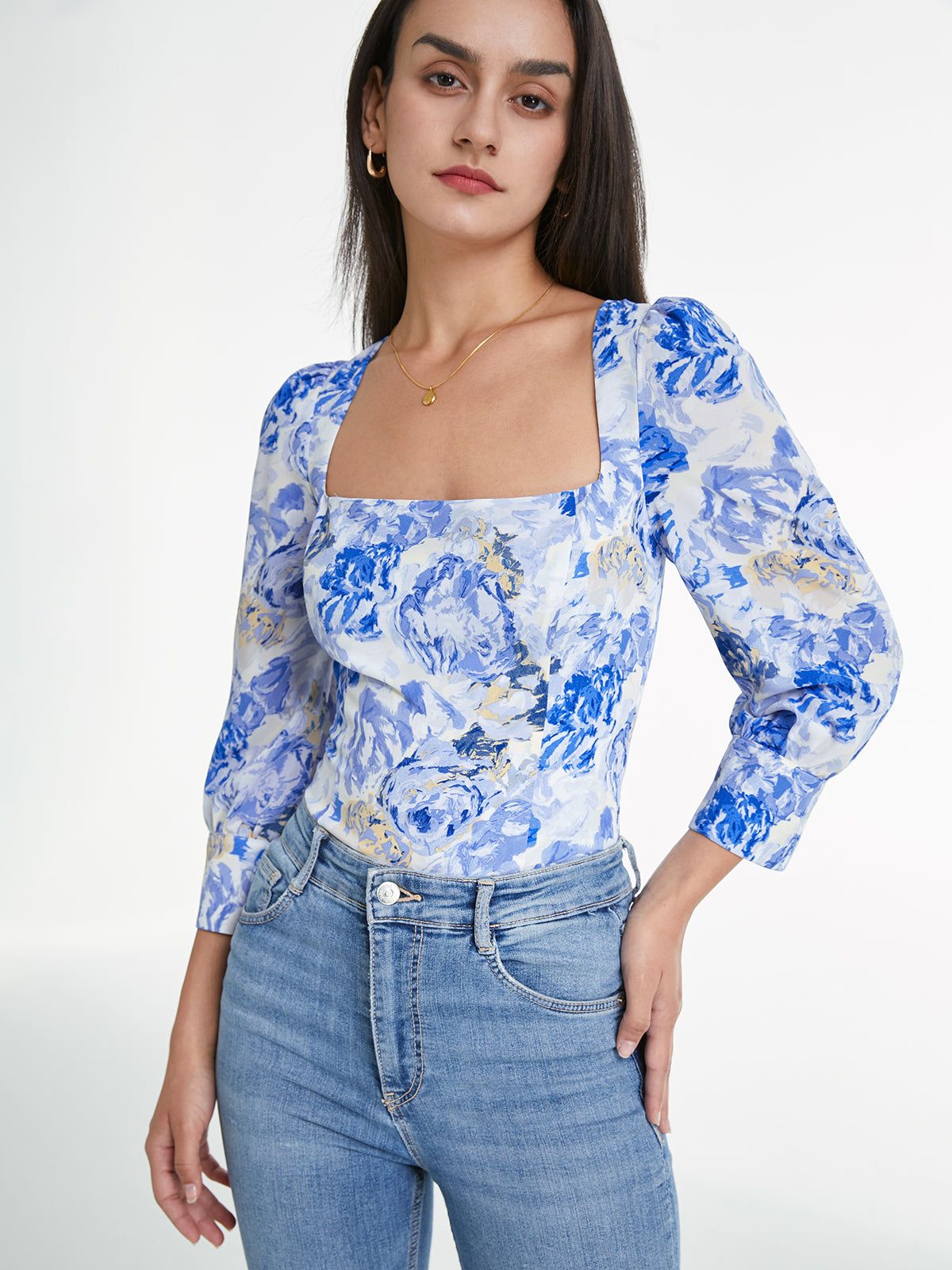Sweat Neck Long Sleeve Cloud Rose Top sold by COMMENSE