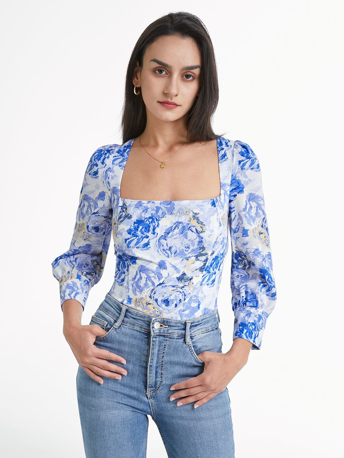 Sweat Neck Long Sleeve Cloud Rose Top sold by COMMENSE product image thumbnail 2