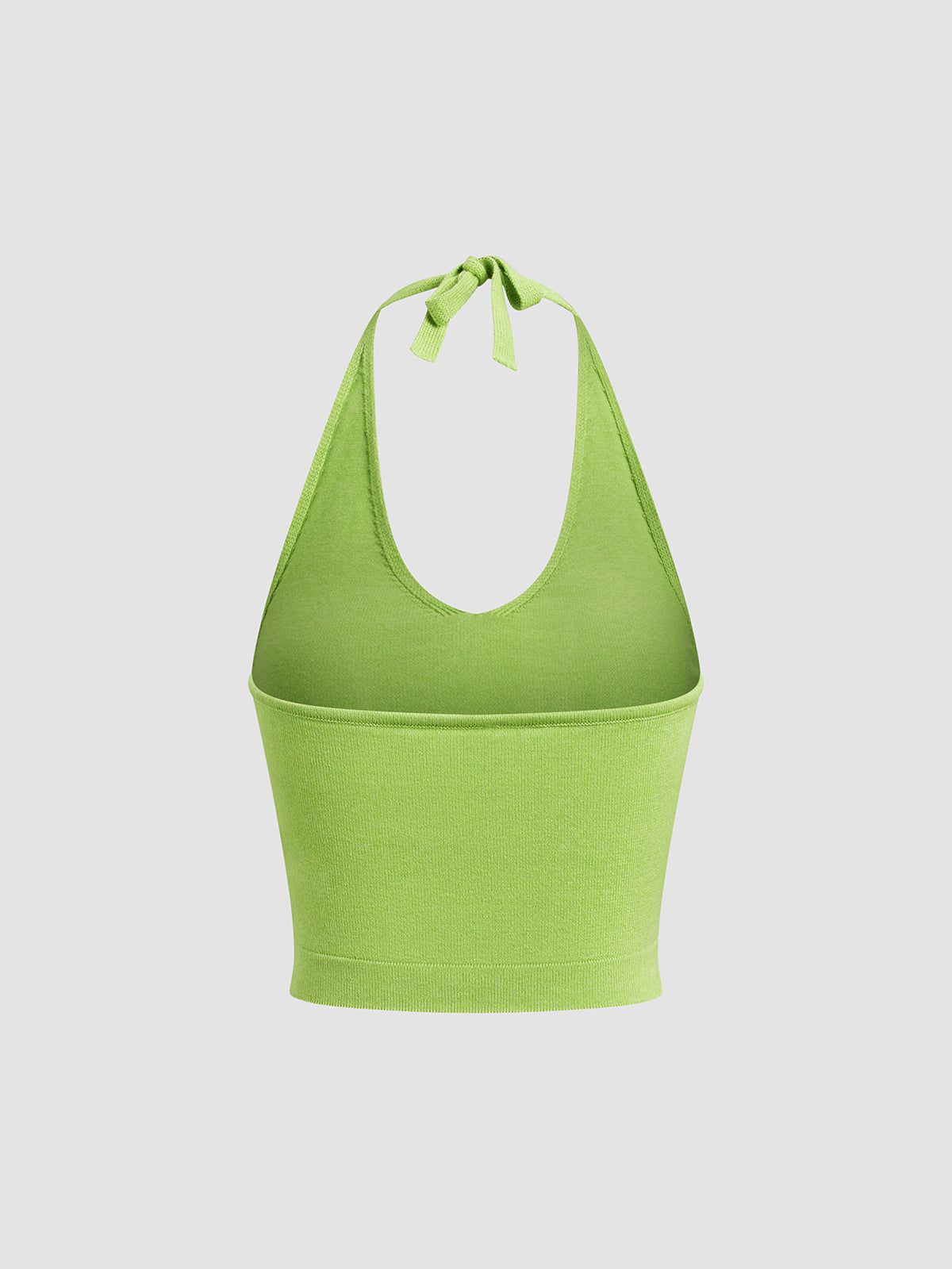 Solid Halter Open Back Crop Knit Top sold by COMMENSE product image thumbnail 2