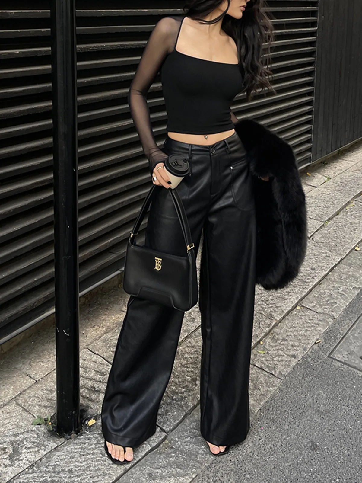 Mesh Patchwork Square Neck Top sold by COMMENSE product image thumbnail 4