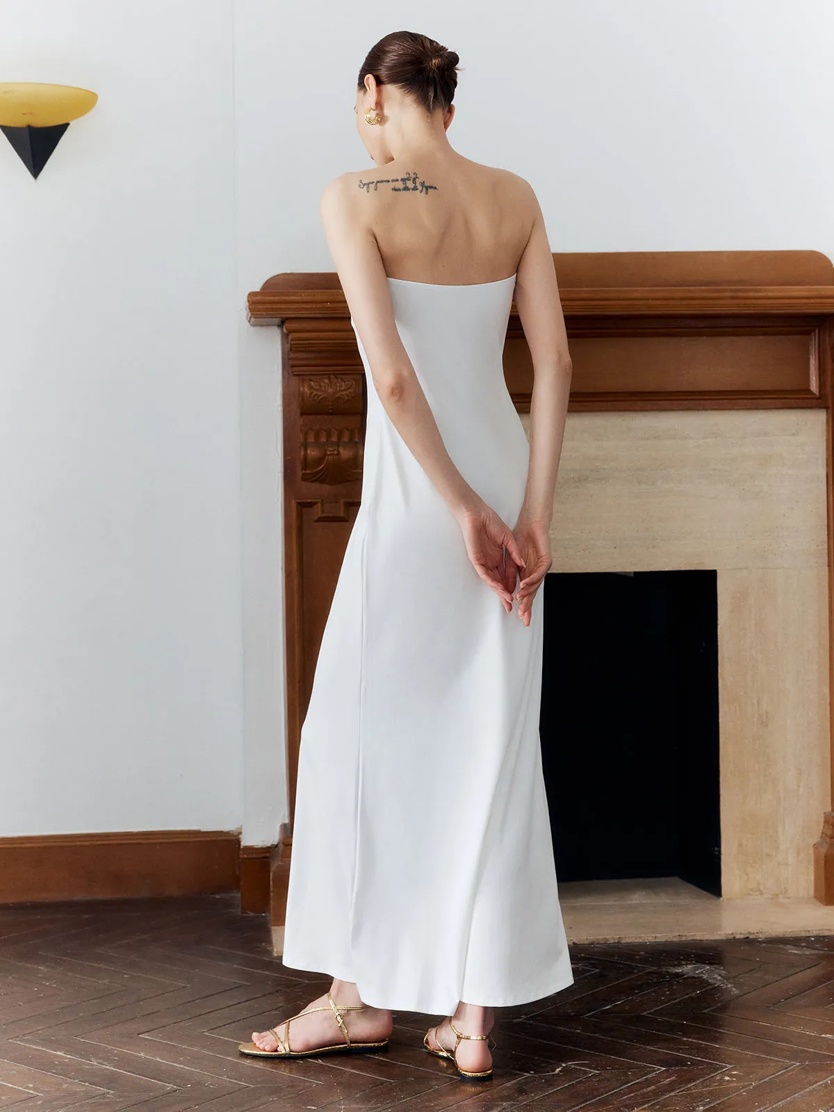 Off Shoulder Cutout Solid Long Dress sold by COMMENSE product image thumbnail 3