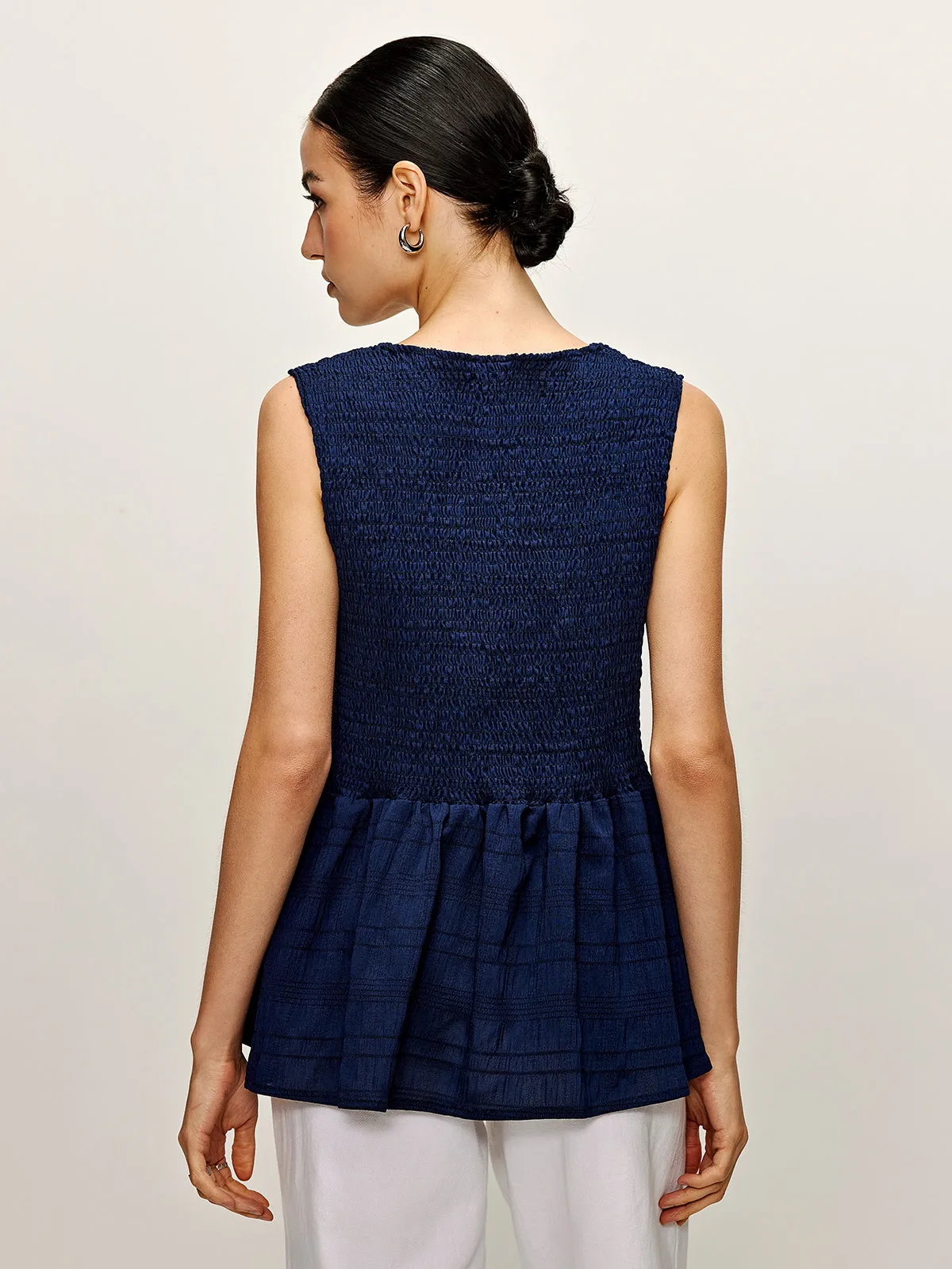 Shirred Lace Up Ruffle Tank Blouse sold by COMMENSE product image thumbnail 3